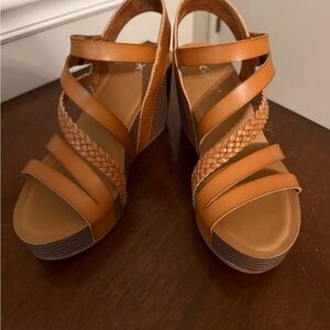 Xappeal Tan Strappy Wedge Sandals